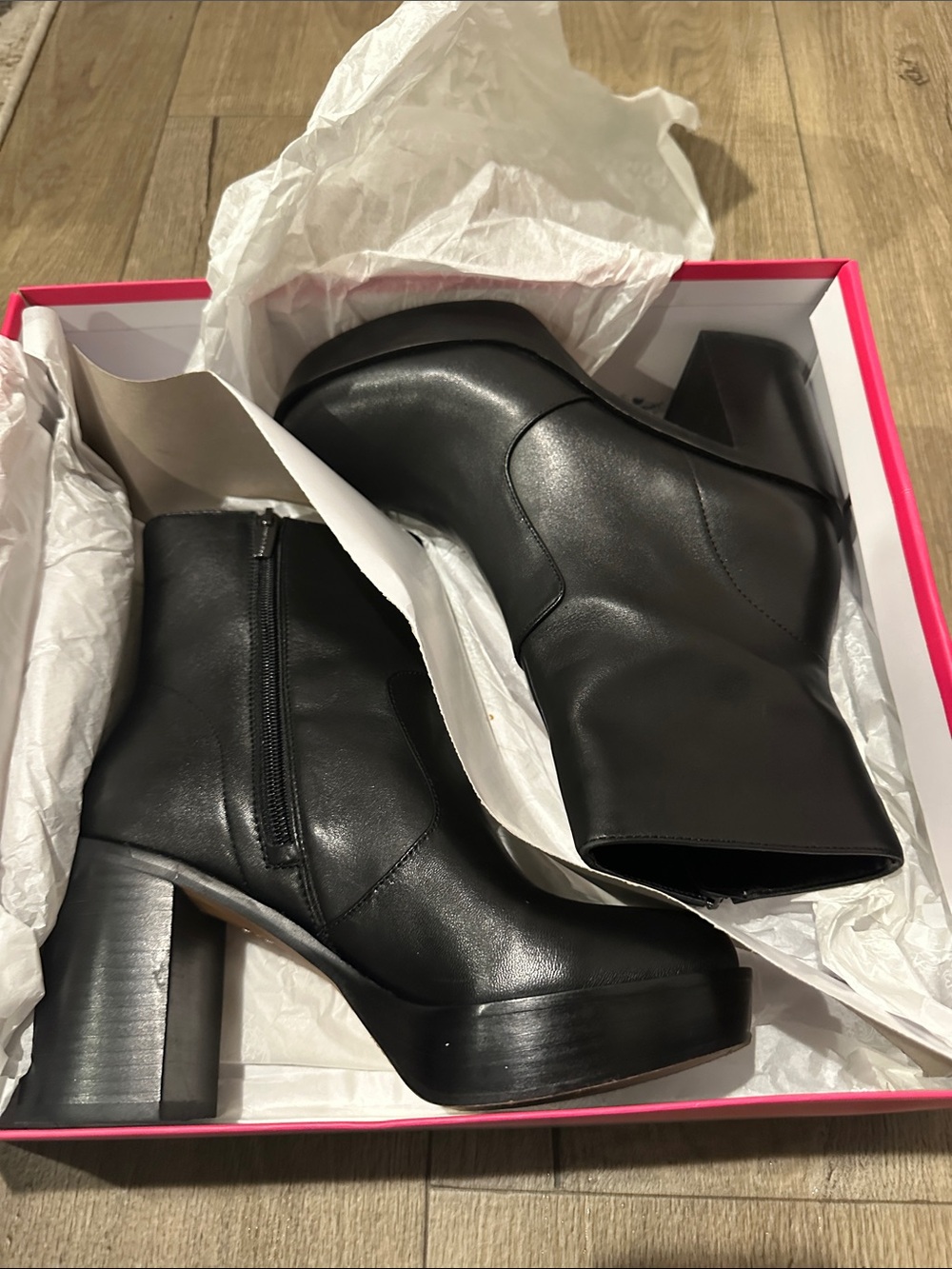 Vince Camuto Black Leather Platform Ankle Booties